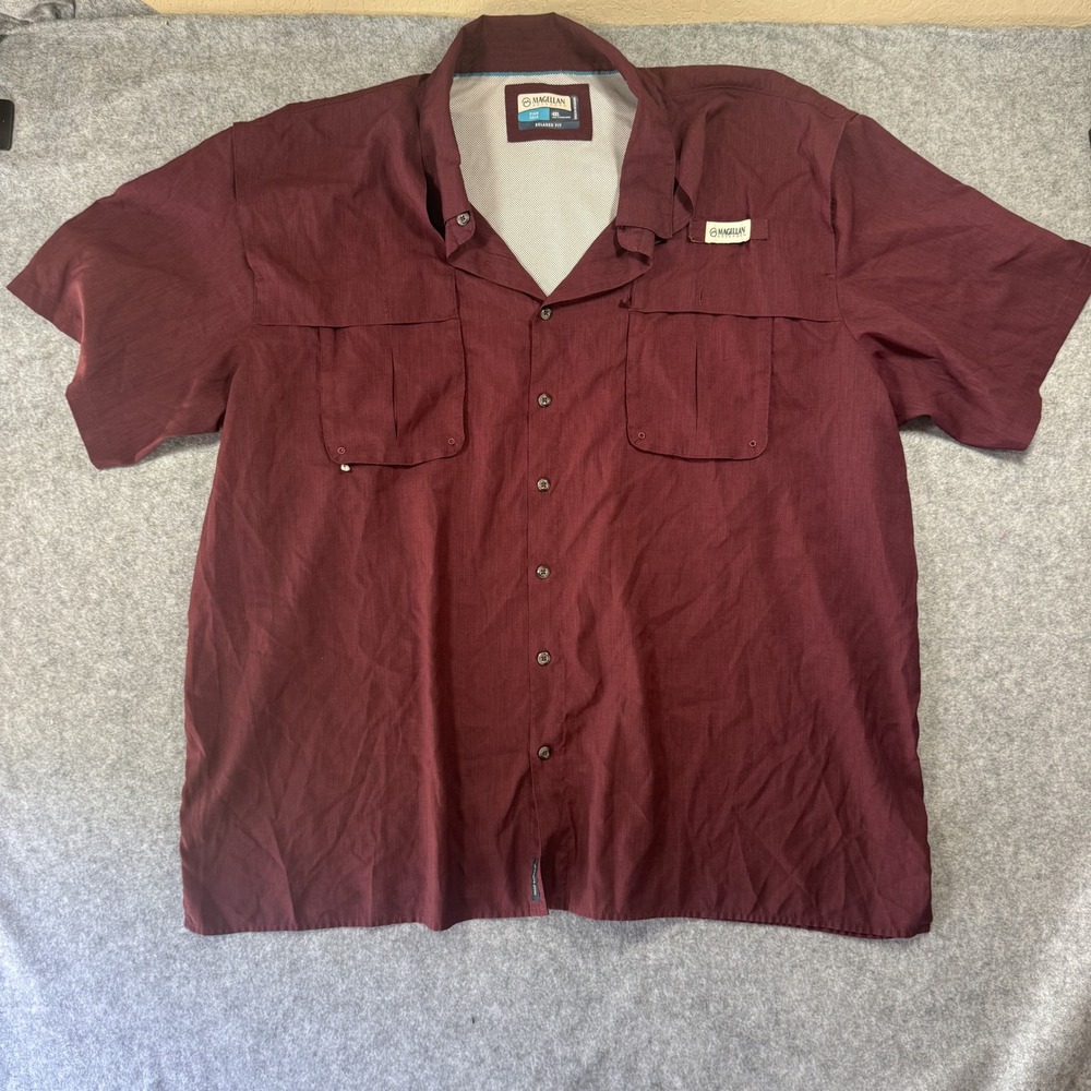 Magellan Fish Gear Fishing Shirt 4XL Burgundy Moisture-Wicking Vented